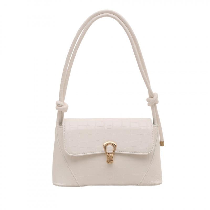 Street Style Trendy Pu Compact Square Shoulder Bag With Shell Shaped Buckle Lock