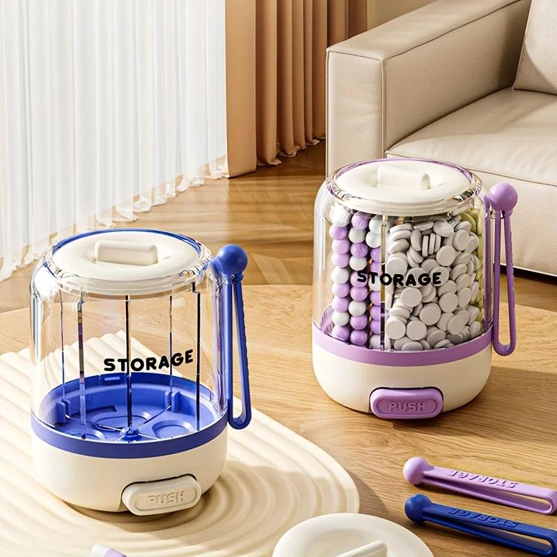 1pc Portable Large Capacity Pill Divider Bottle, 4-Compartment Removable Partition Vitamin Storage Box with Anti-Mix Design
