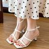 Fashion Summer 2025 New Stiletto Elegant Dress Party Open Toe Casual and Comfortable Open Heel Simple Women's Sandals