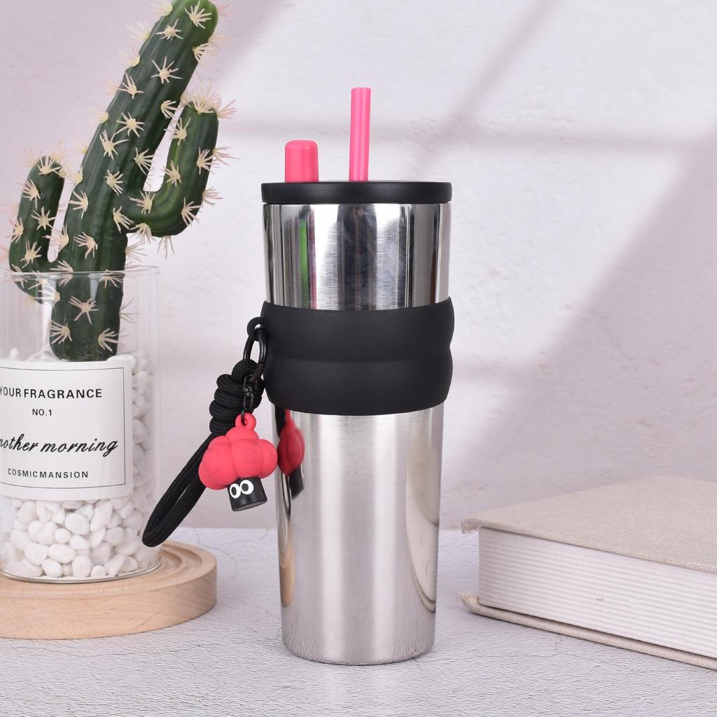 316 Stainless Steel Ice Cup, Big Mac Accompanying Vacuum Straw Cup, Outdoor with Lifting Rope, Portable Thermos Cup