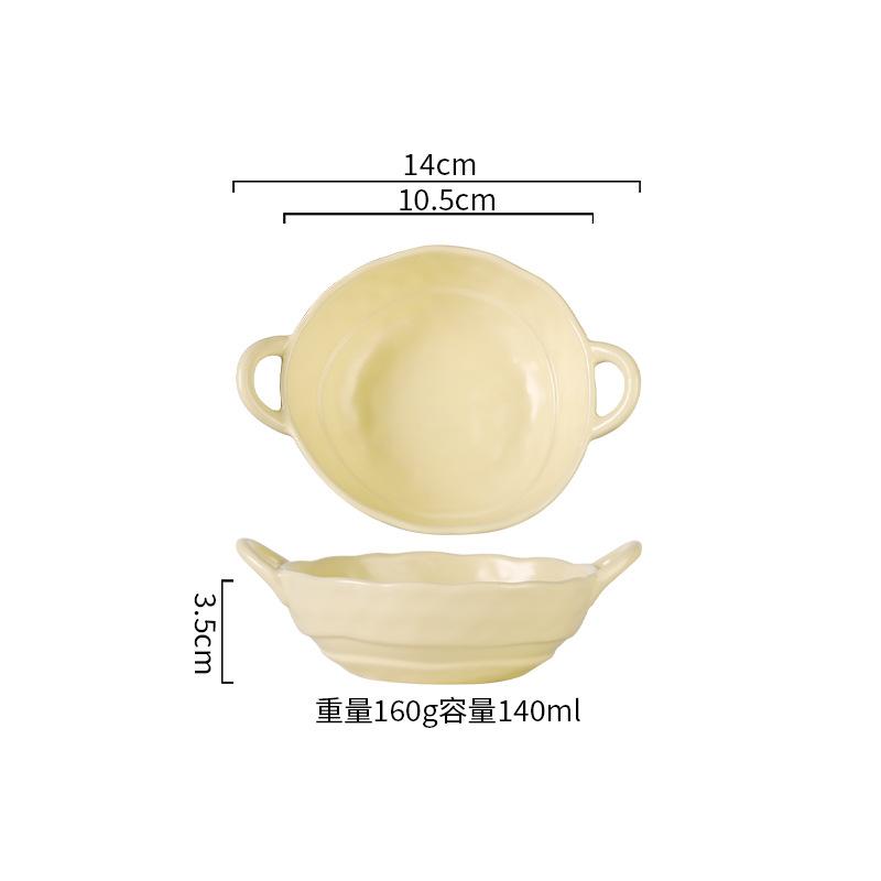 

Double-ear bowl simple tableware off-white gold rim hand-kneaded irregular niche ceramic large bowl bibimbap ramen bowl