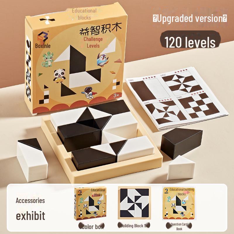 

Головоломка со скрытыми строительными блоками для детей от 3 до 10 лет - Тренировка мышления в черно-белой гамме