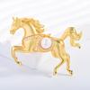 Fashion Rhinestones Pearl Alloy Horse Brooches Zodiac Pony Pins Women Men Clothing Accessories Suit Lapel Corsage New Year Gifts