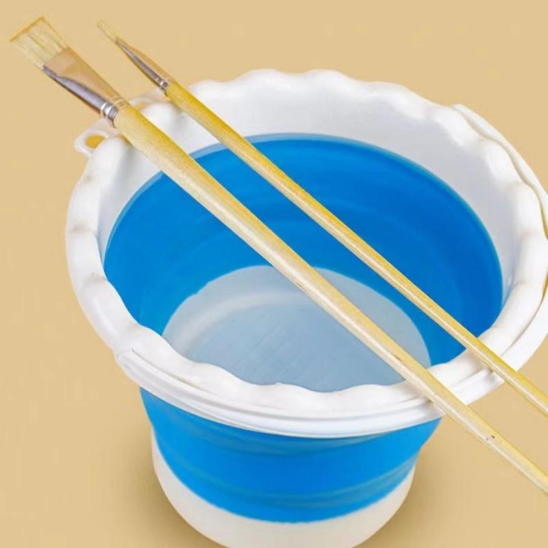 1One Collapsible Bucket Portable Retractable Bucket Painting Sketch Brush Washing Inserting Pen Silicone Bucket Inserting Pen Sp