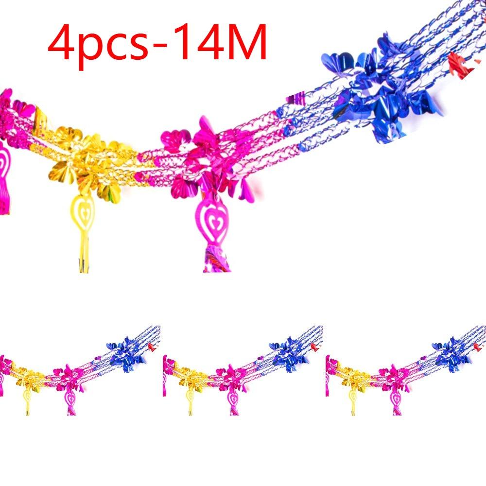 1/4pcs Xmas Gift Christmas Metalic Foil Garland Multi Colour Wedding Accessories Ceiling Wreath Creative Party Supplies