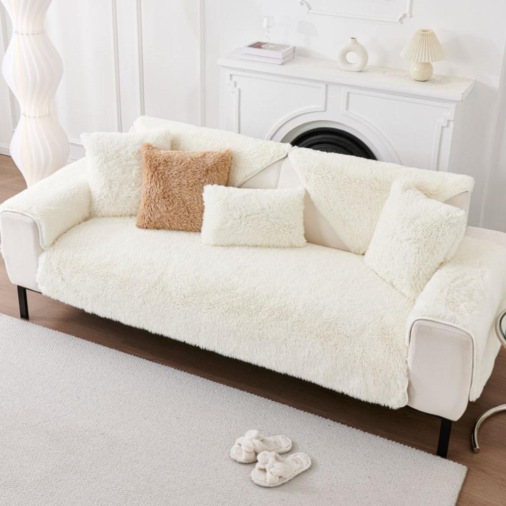 Solid Color Sofa Covers for Living Room Anti-Slip Dustproof Sofa Covers Universal Washable Sofas Plush Sofa Cushion Mat