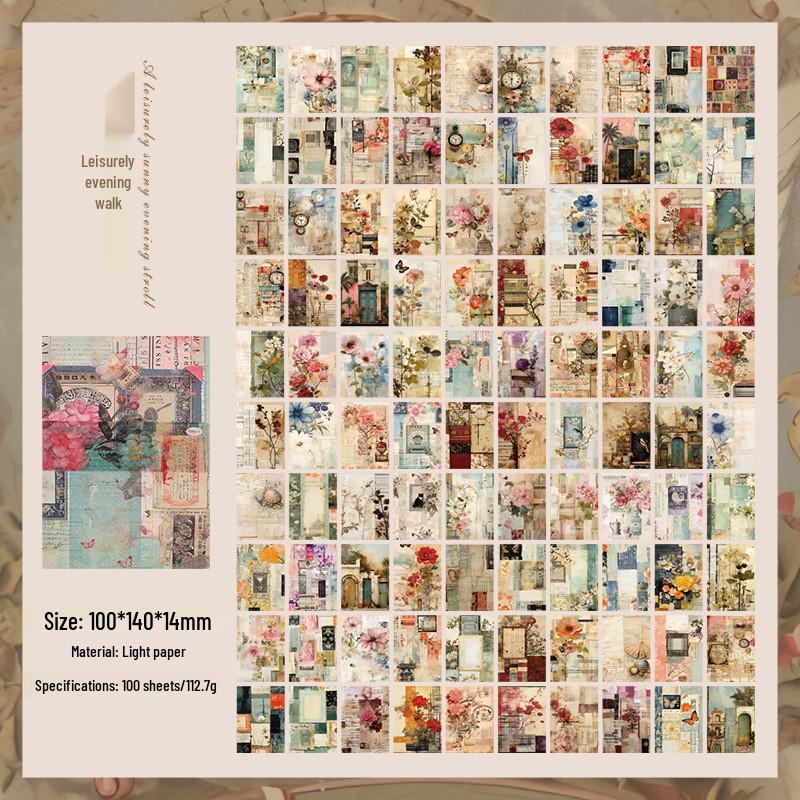 American Retro Floral Literary Journal Background Paper