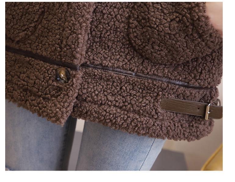 Women's Plus Size Lambswool Coat, Autumn/Winter 2023, Thickened, Velvet-Lined, Loose Fit, Warm, Versatile Top