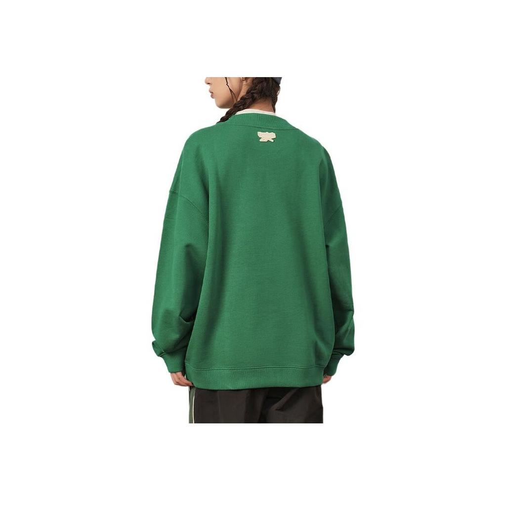 Reebok Letter Print Knit Loose Crewneck Pullover American Vintage Sweatshirt Unisex sweatshirt Dark-Green 23FRC353UGL1