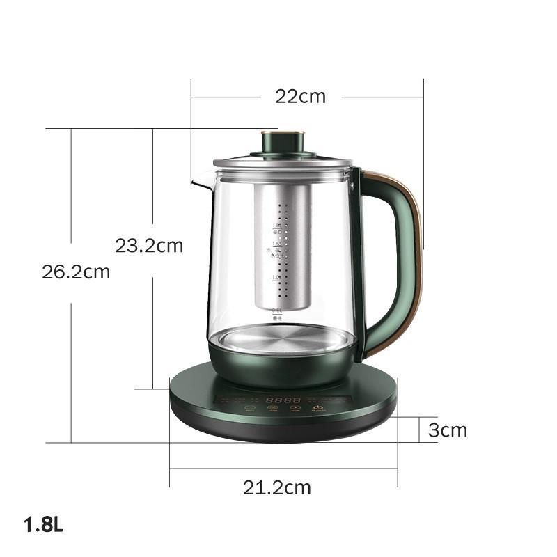 

220 В 1800 мл бытовой электрический чайник стеклянный титановый сплав материал машина для кипячения воды десертный чайный горшок мультиварка 220V&us зелёный