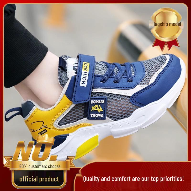 Tênis de Corrida Respirável de Malha para Meninos – Sola Macia, Design 2025