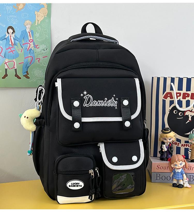 School bag summer new academic style cute large capacity school bag casual versatile backpack simple lightweight sweet backpack