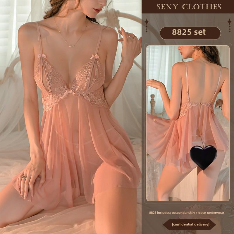 Sexy Lingerie Sexy Lace Seduction Nightdress Large Size Hot Transparent Open Pajamas No Uniform