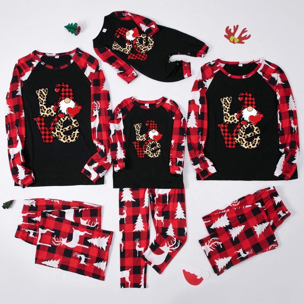 Men's Christmas Plaid Print Family Matching Long-Sleeved Top + Pants Set