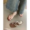 French thick heel with two Roman sandals women's beautiful fashion high-end cool slippers