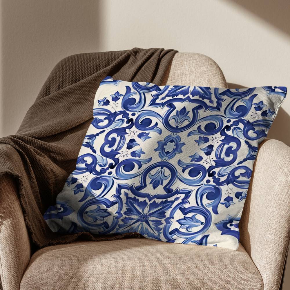 BBlue and White Porcelain Pillow Case Sofa Living Room Bedroom Headboard Backrest Cushion Square Cushion Nap Time