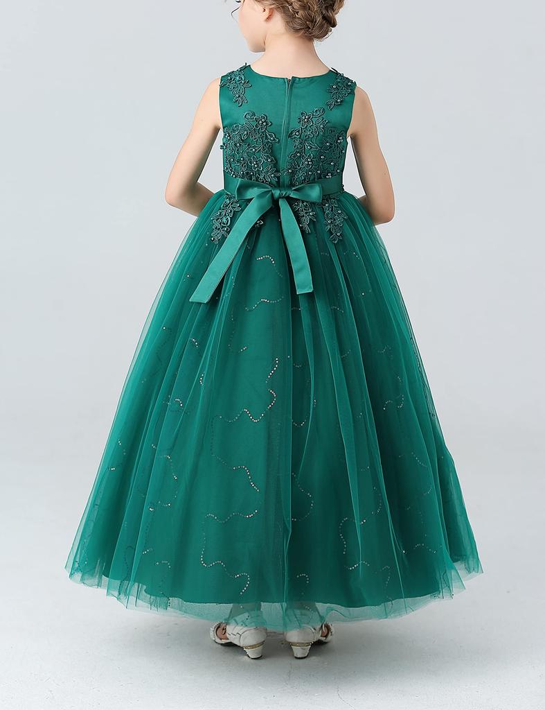Weileenice Grün Größe Lang Perfekt für Klaviergröße Pailletten Bestickt Festliches Kleid Kinderkleid, 130, Mädchenkleid, Grün, Vorspiele, 125, Kleid,