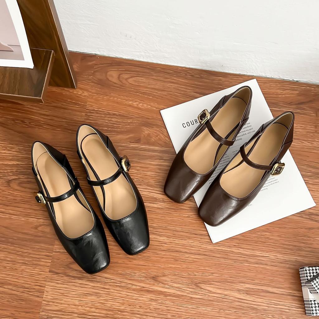 Grape mother thick heel high heels women's French retro women's shoes comfortable soft sole not tired feet shoes 2025 spring women