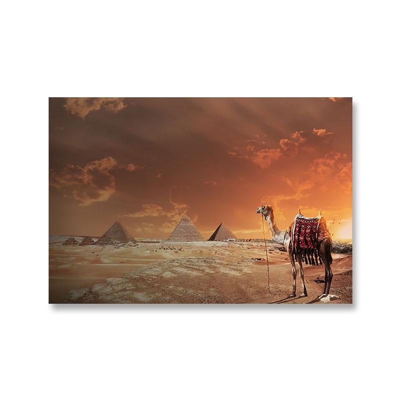 Desert Camel Canvas Painting Animal Wall Pictures Landscape Egyptian Pyramids Nile Posters for Living Room Wall Decor Cuadros