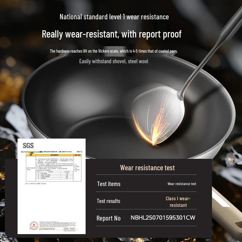 Midea 30cm Titanium Stainless Steel 0-Coating Non-stick Wok