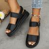 Fashion Open Toe Flatform Wedges Shoes Woman Summer Beach Sandals Sexy Women Plus Size PU Leather Sandalias Mujer Sapato Feminino