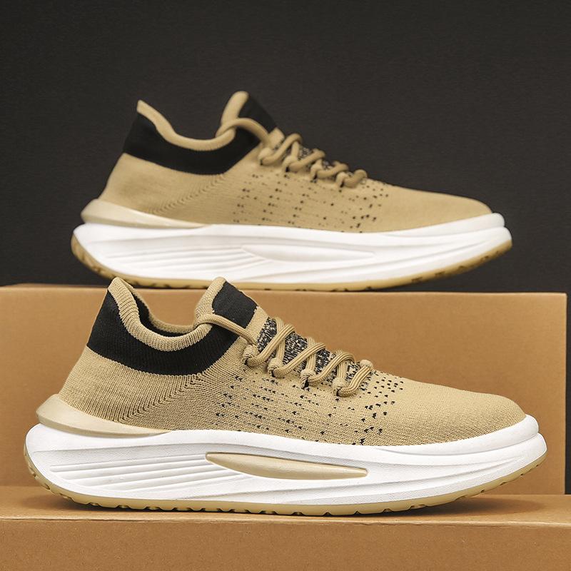 Men's Shoes Are Breathable and Lightweight In Summer, Fly-woven Mesh Surface, Sports and Leisure, Deodorant Soft Sole, Height-increasing Running