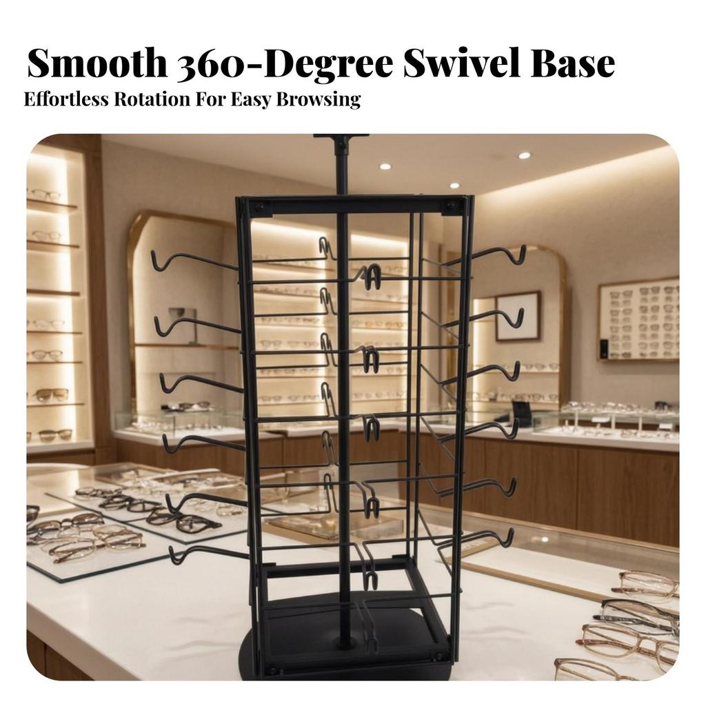 Powder-Coated Rotating Eyeglass Display Rack Compact Easy