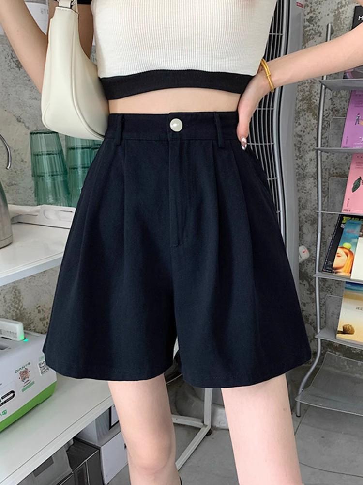 Tide Women's High Waist Wide-Leg Summer Shorts – Loose Fit, Elastic Waist, Casual Style