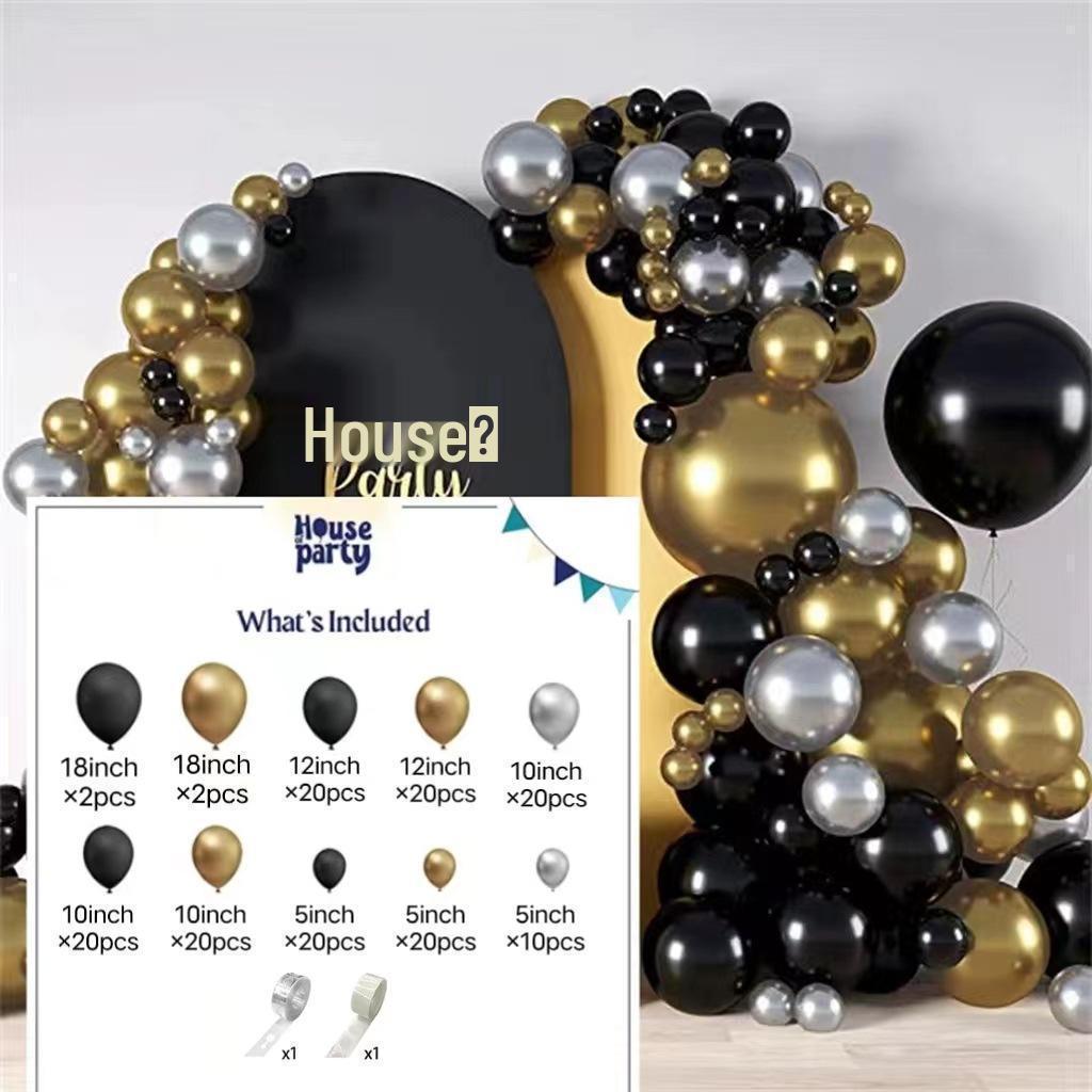 Black Gold Series Balloon Set for Birthday Party Decoration