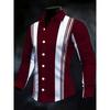 Men's Striped Color-Block Long Sleeve Shirt, Business Casual Slim Fit, Authentic Fashion Menswear