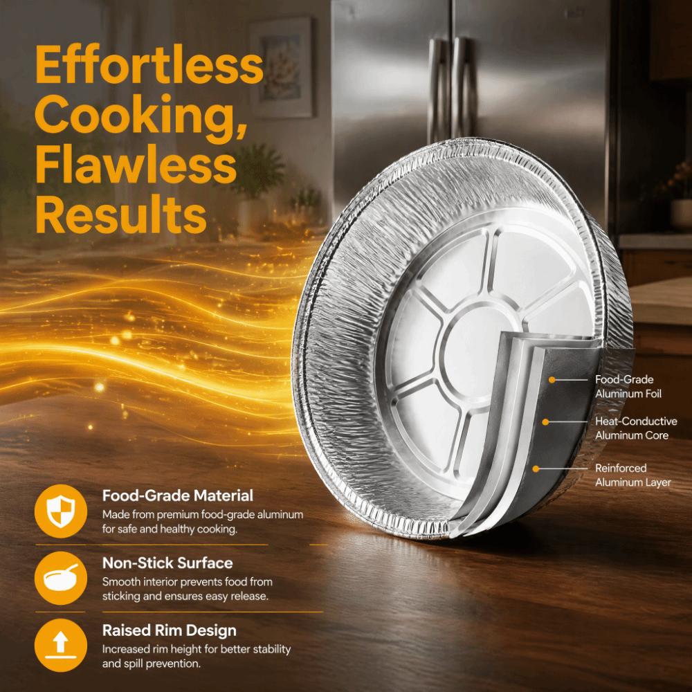 20PCS 6 Inch 7 Inch 8 Inch 9 Inch Air Fryer Foil Baking Pan Aluminum Foil Raised Rim Tin Foil Pan Round Non Stick
