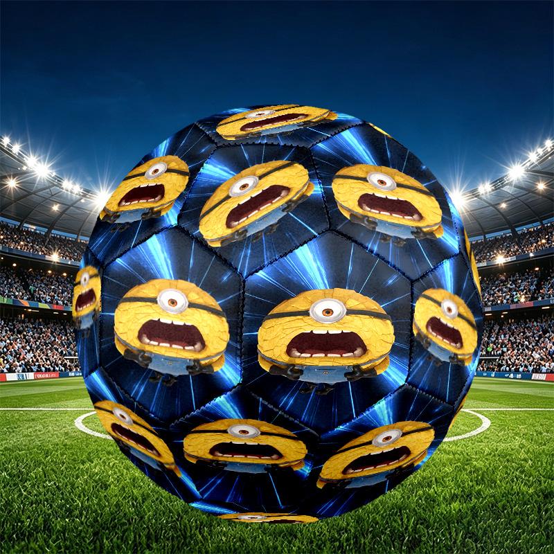 Minions Print Size 5 Soccer Ball, PU Wear Resistant Football for Match Training and Daily Practice, Birthday Gift for Soccer Fans