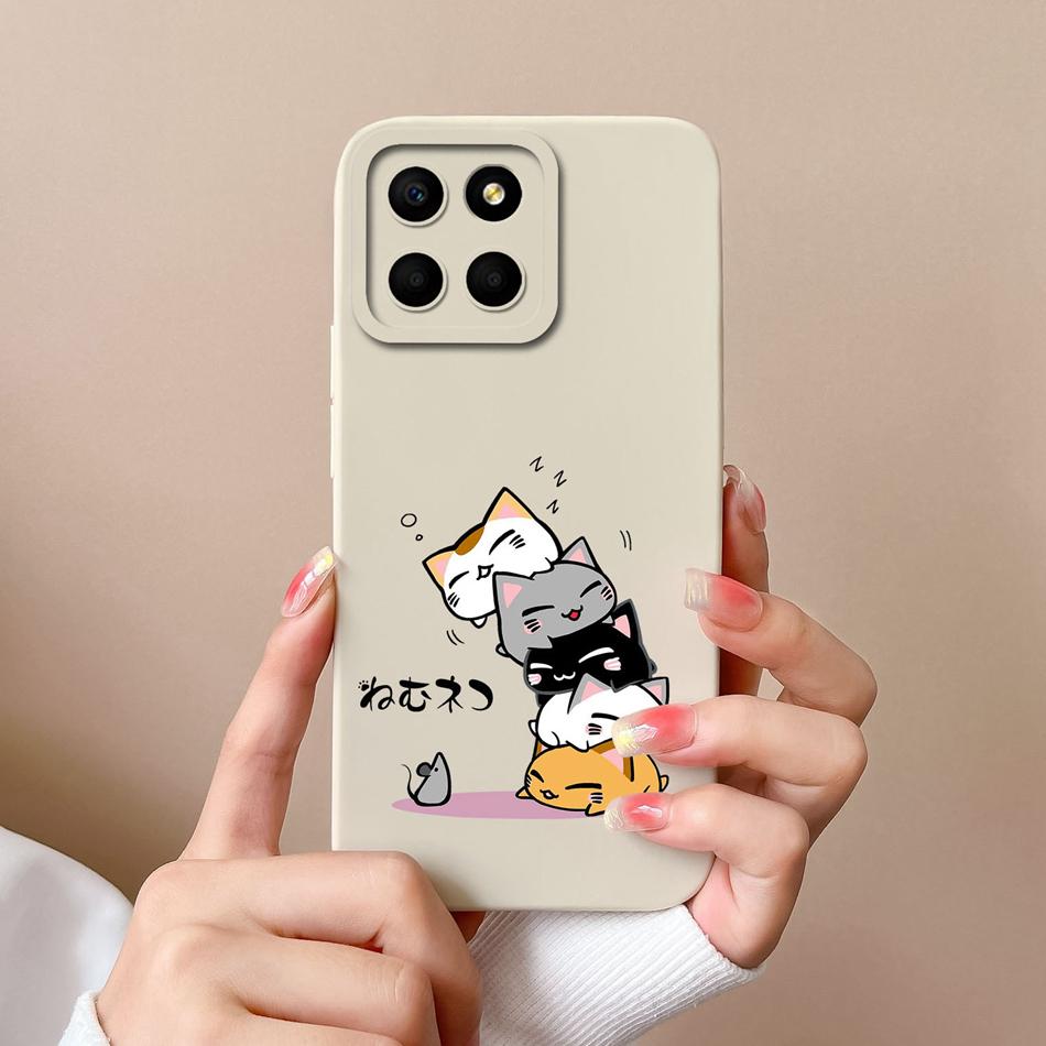 For Huawei Honor X6 X6S X6A Case Cartoon Liquid Silicone Full Coverage Anti Drop Phone Shell For HonorX6 X 6 X6 S A Bumper Funda
