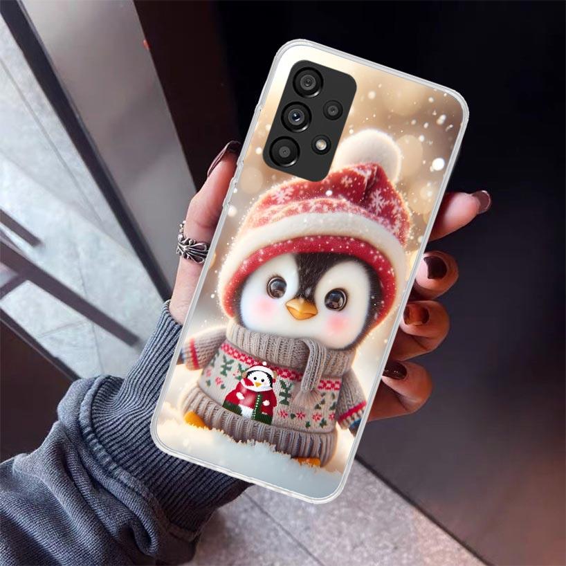 Christmas Penguin Phone Case For Samsung Galaxy A12 A52S A42 A32 A22 A51 A50 Note 20 Ultra 10 S10 Plus A71 A70 A31 A30 A10S Gala