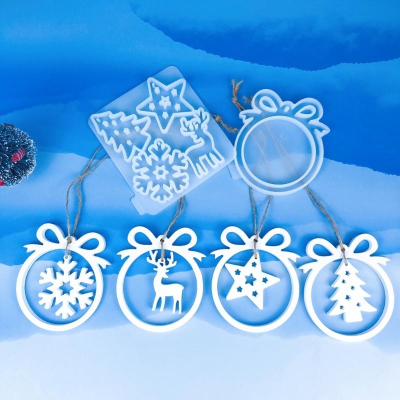 2 Pack Christmas Ornament Silicone Molds Festive Decorations Moulds for Craft Enthusiasts Jewelry Making Supplies