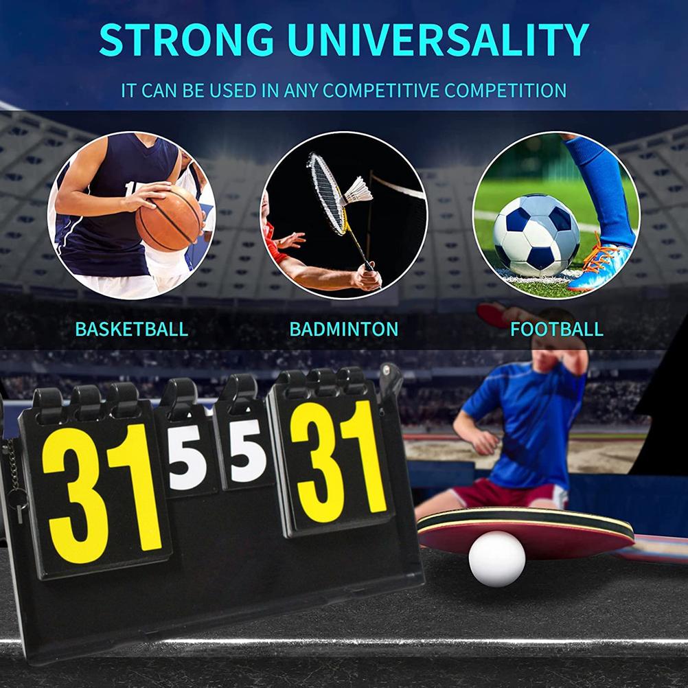 Anzeigetafel Punktezähler 4 Ziffern Tragbar Einfach Umklappen Punktezähler für Basketball Tennis Tischtennis Fußball Volleyball