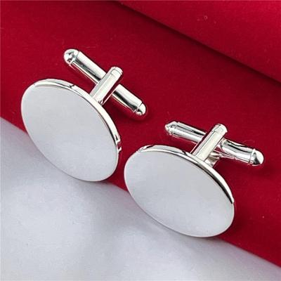 925 silber Manschettenknöpfe Oval Marke Tasten Mode Schmuck Geschenke