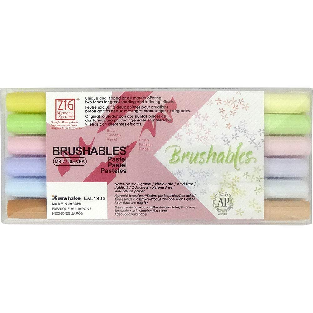 Kuretake Water-Based Pen ZIG MS Brushables Pastel MS-7700/6VPA