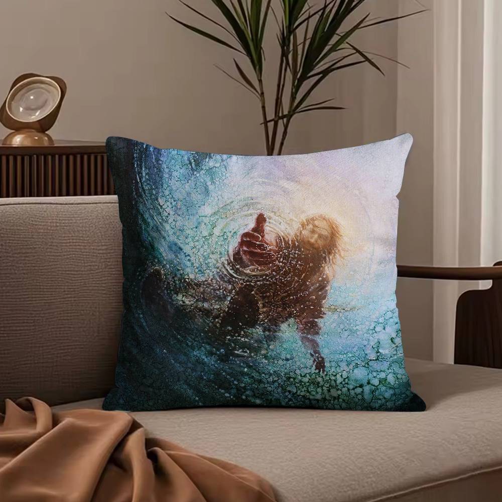 Anime J-Jesus Pillow Case Anti-dustmite Pillowcase Invisible zipper silky short plush Sofa cushion cover