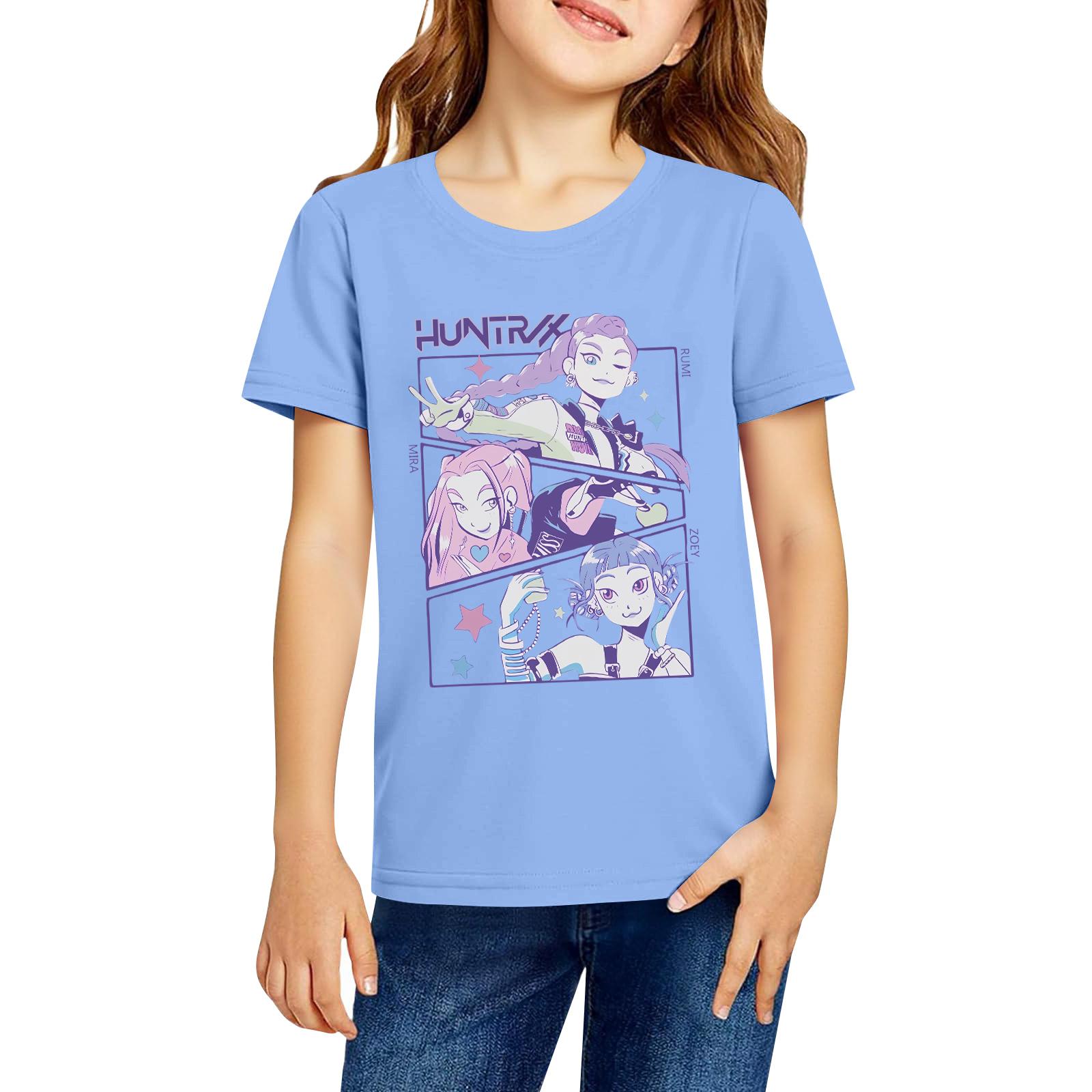 

Модная рабочая одежда с короткими рукавами и круглым вырезом, топы с принтом для детских летних топов 110 синий