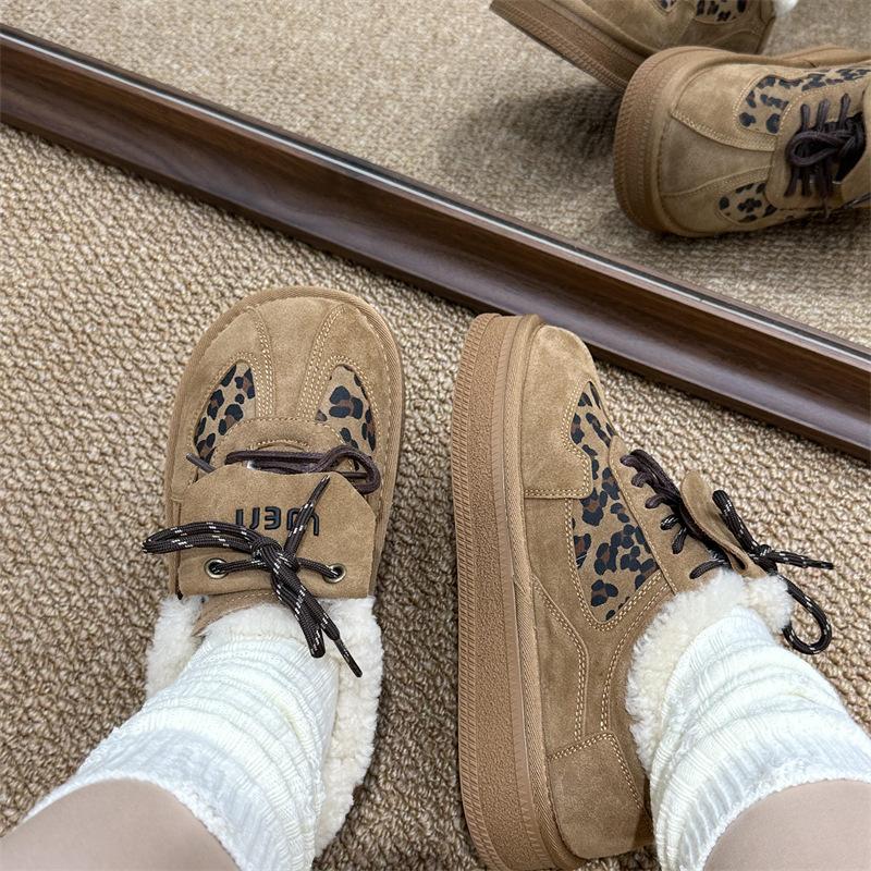 

Ретро леопардовый принт откидная крышка немецкие тренировочные туфли женские 2025 осень восток новый универсальный стиль колледжа бархатные утолщенные повседневные кеды 40