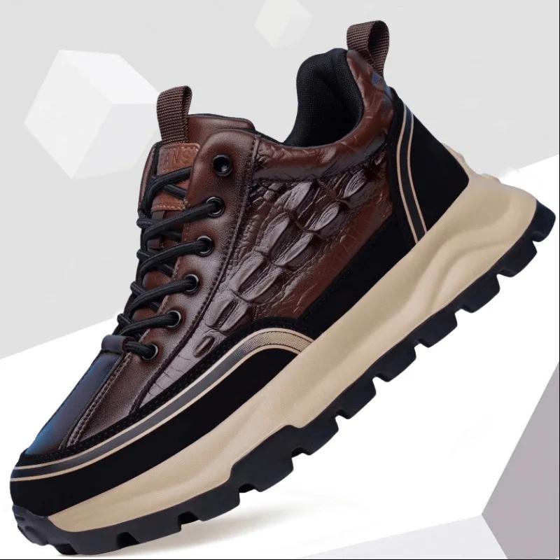 2025 New Men's Sports Shoes, Leather Casual Shoes, Men's Platform Running Shoes, Luxurious and Fashionable Men's Tennis Shoes