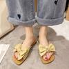 Bow Maternity Slippers Women's Summer Wear Flat Bottom Fashionable Versatile Word Soft Bottom Comfortable Non-slip Cool Slippers