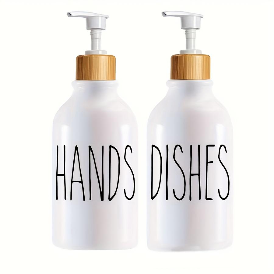 Soap Dispenser Bottle with Trays, Bamboo Lid Soap Bottle with Anti-Rust Pump, Hand Dish Soap Dispenser for Kitchen, Shampoo