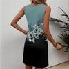 Abito da donna alla moda casual con stampa floreale, girocollo, senza maniche