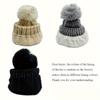 2 Stück Winter Warm Gestrickte Mütze Set Wintermütze Dicke Plüsch Winddicht Kalt Lässig Warme Mütze Schal