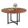 Tribesigns Round Dining Table for 4-6, 120cm Circle Kitchen Table, Modern Wood Small Dinner Tables, with Sturdy Cross Metal Legs