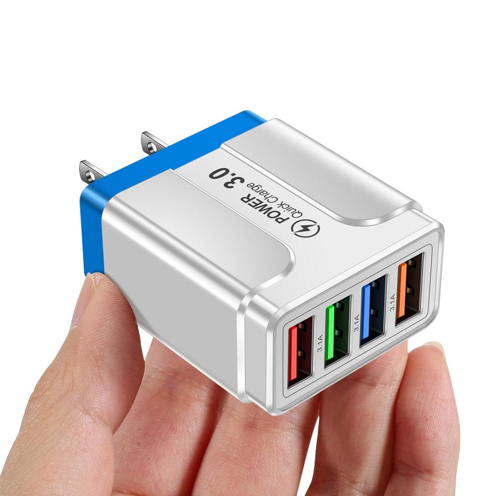 Fast 4 USB Charger Quick Charge 3.0 Fast USB Wall Charger Portable Mobile Charger QC 3.0 Adapter for Xiaomi IPhone X EU US Plug