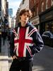 Harajuku styl, mikina s kapucí na zip po celé délce, retro potisk britské vlajky, Street casual, pro muže i ženy