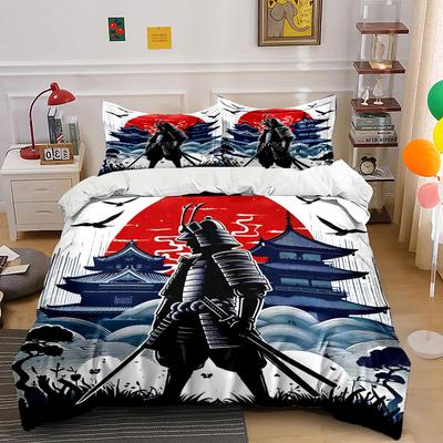 Samurai Art Three-Piece Set Soft Comfortable Duvet Cover Bedding Set Included 1*Duvet Cover & 2*Pillowcases, Gift